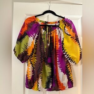 Trina Turk Colorful Abstract Blouse